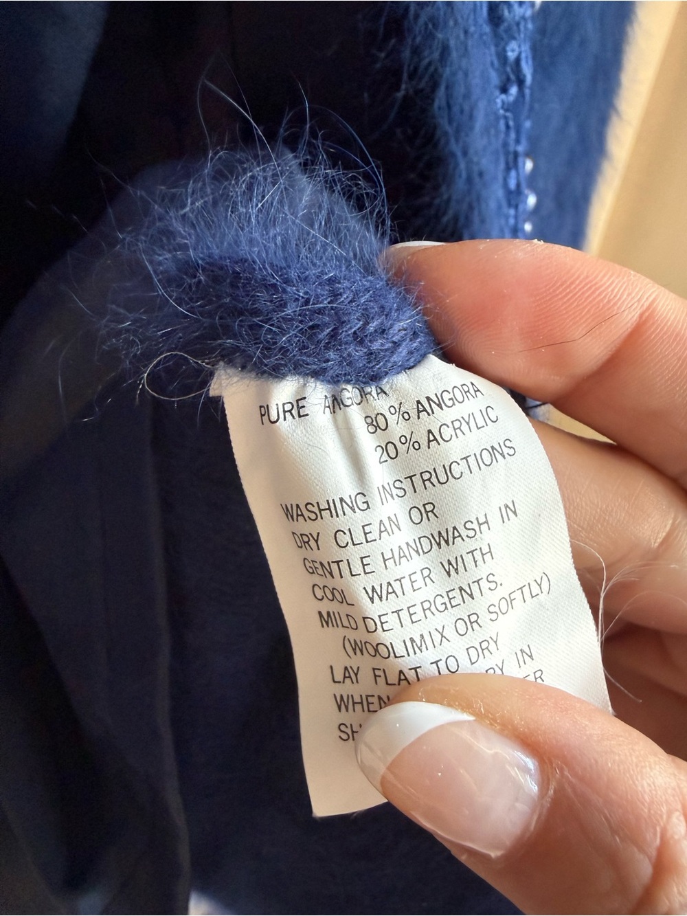 Vintage 80s Rosa Surk Young Cobalt Blue Angora Beaded Long Cardigan | Free Size - Picture 5 of 12
